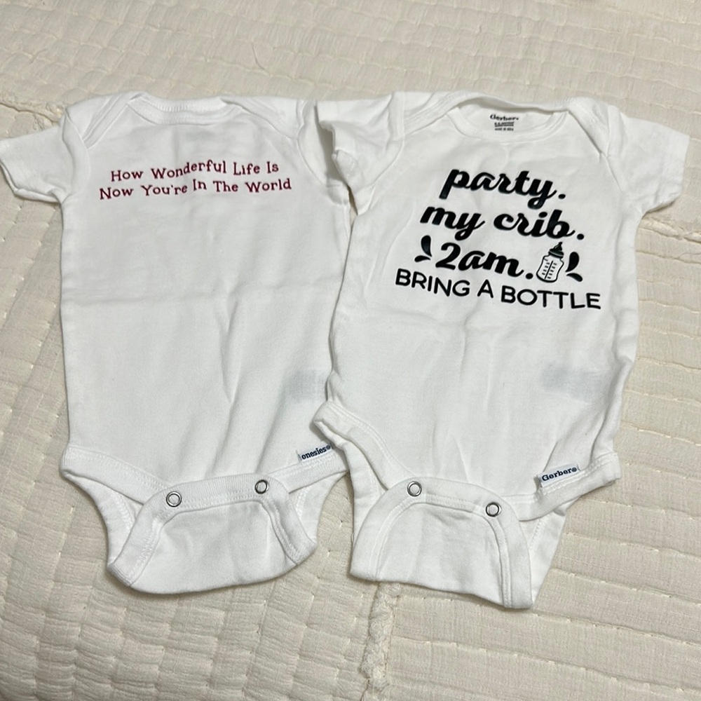Gerber White Bodysuits with Fun Text
